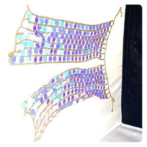 Sexy iridescent sequin halter top
